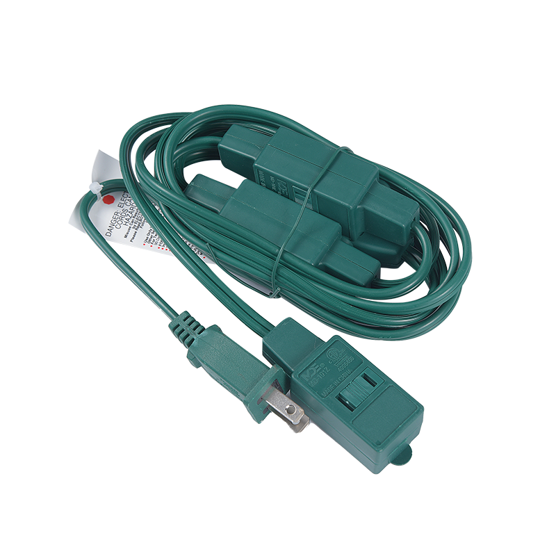 Christmas Extension Cord With Multiple Outlets (Green)   MD-012
