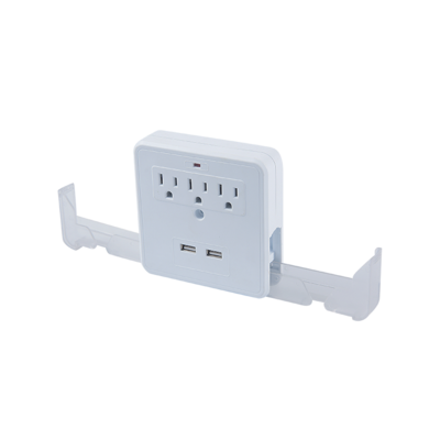 American 3 outlet wall tap With 2 USB port with slide phone holder,with surge  MD-303U