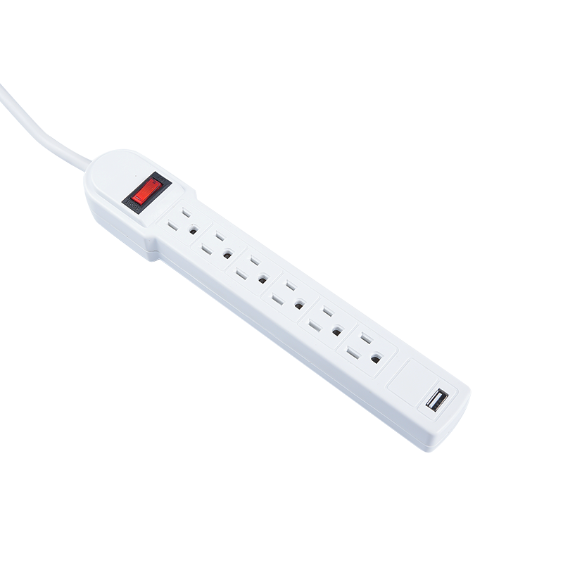 6 Outlet Power Strip With 1 USB Port With  Surge Protector American Power Strip MD-806U1