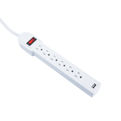 6 Outlet Power Strip With 1 USB Port With  Surge Protector American Power Strip MD-806U1