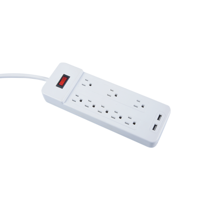 8 Outlet with  wide space outlet Power Strip With 2 USB Ports,Surge Protecte American Power Strip MD-808U2L/MD-808U2LB