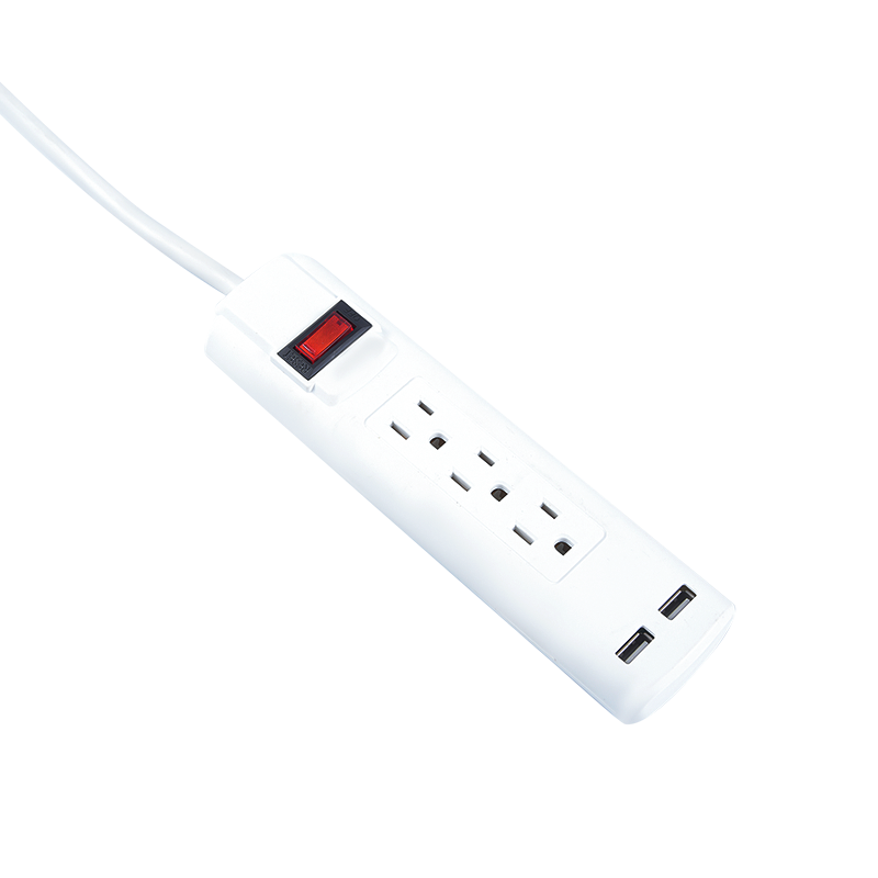 3 outlet Power Strip With 2 USB Port,with surge American Power Strip MD-803UC