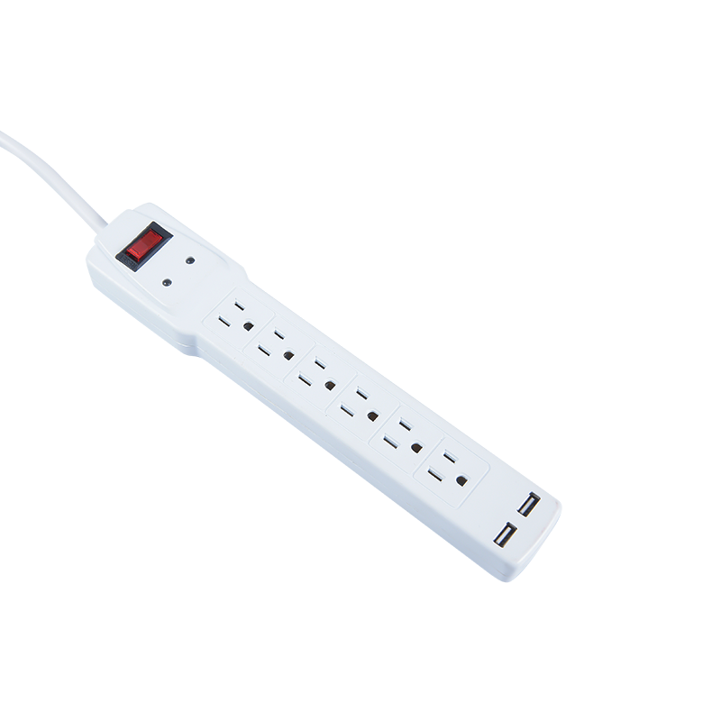 6 Outlet Power Strip With 2 USB Port With  Surge Protector American Power Strip MD-806U2/MD-806U2B