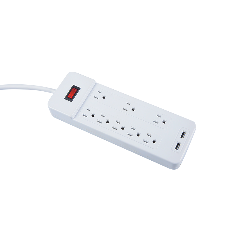 8 Outlet with  wide space outlet Power Strip With 2 USB Ports,Surge Protecte American Power Strip MD-808U2L/MD-808U2LB